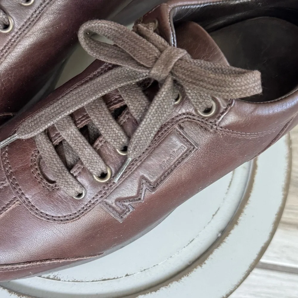 MaxMara Leather Lace‑Up Sneakers Brown Women's US 6 Brown‎ Leather Casual